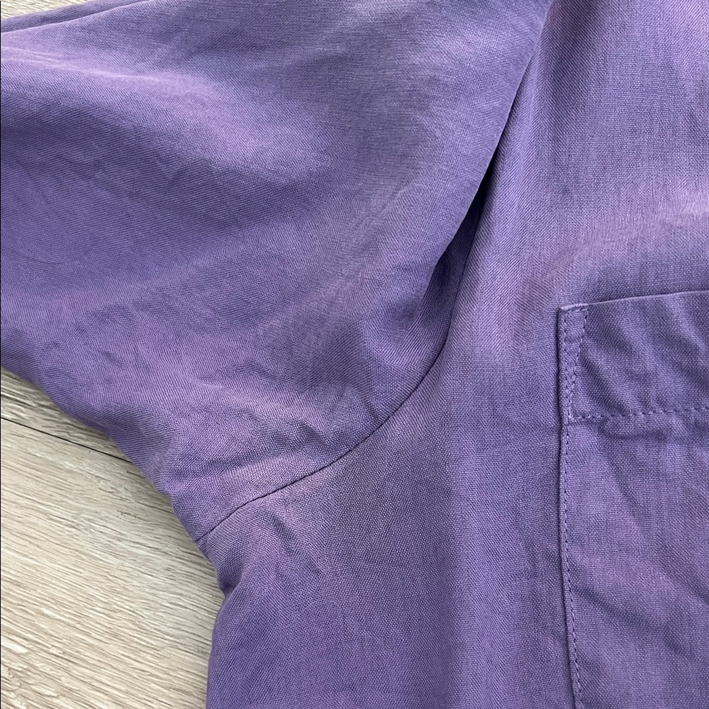 Notations Purple Button Down Shirt Patch Pockets … - image 7